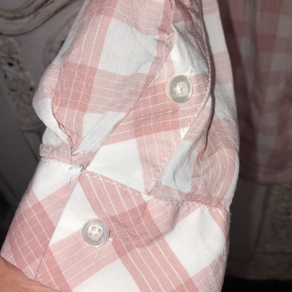 TORRID Dusty Pink and White Plaid Long Sleeve Babydoll Button Down Top Size 2 - Picture 4 of 10